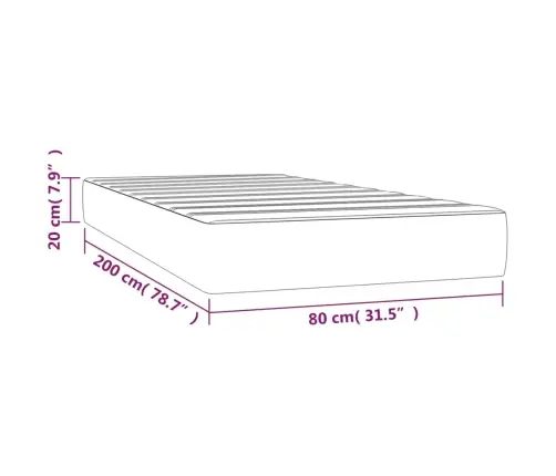Kabatu Atsperu Matracis, Gaiši Pelēks, 80X200X20 Cm, Audums Vidaxl