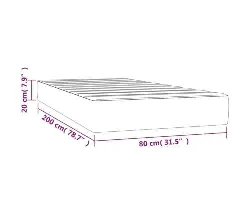 Kabatu Atsperu Matracis, Melns, 80X200X20 Cm, Samts Vidaxl