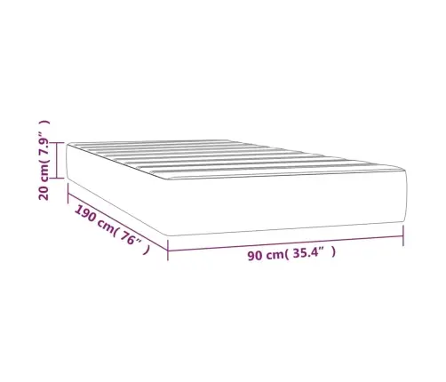 Kabatu Atsperu Matracis, Pelēks, 90X190X20 Cm, Mākslīgā Āda Vidaxl