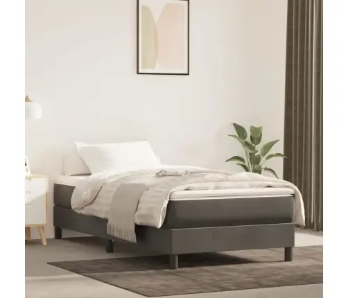 Spyruoklinis Čiužinys, Tamsiai Pilkas, 100X200X20 cm Aksomas Spyruoklinis Čiužinys, Tamsiai Pilkas, 100X200X20 cm Aksomas