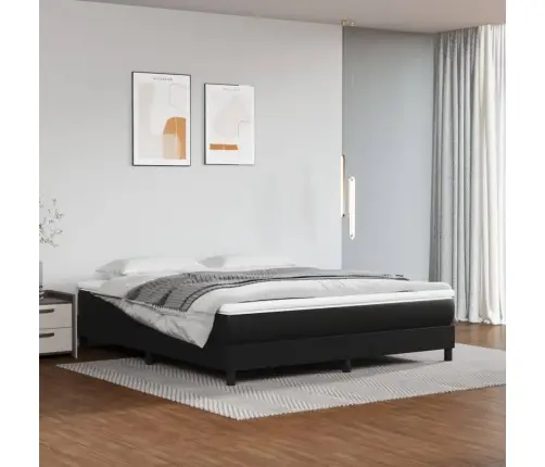 Spyruoklinis Čiužinys, Juodas, 160X200X20cm Dirbtinė Oda Spyruoklinis Čiužinys, Juodas, 160X200X20cm Dirbtinė Oda