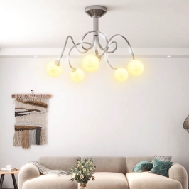 Griestu Lampa Ar Apaļiem Stikla Abažūriem, 5 G9 Spuldzes Vidaxl