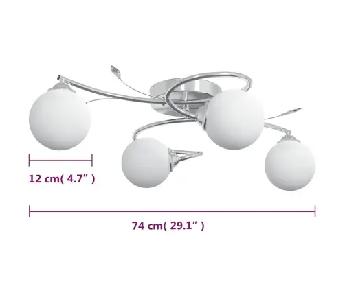 Griestu Lampa Ar Apaļiem Stikla Abažūriem, 4 G9 Led Spuldzes Vidaxl