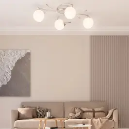 Griestu Lampa Ar Apaļiem Stikla Abažūriem, 4 G9 Led Spuldzes Vidaxl
