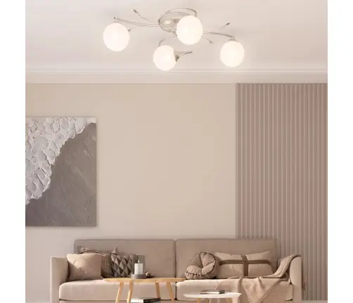 Griestu Lampa Ar Apaļiem Stikla Abažūriem, 4 G9 Led Spuldzes Vidaxl