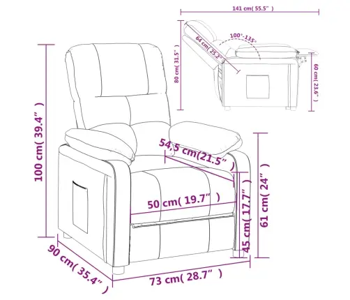 Atpūtas Krēsls, Atgāžams, Melns Audums Vidaxl