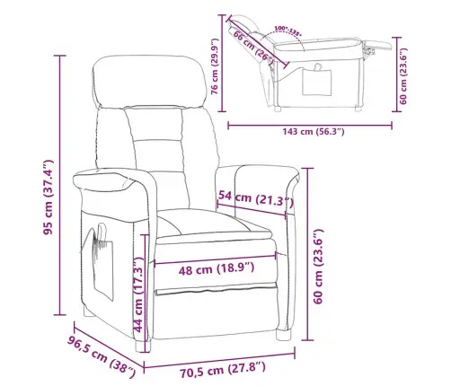 Masāžas Krēsls Gaiši Pelēka 70.5 X 96.5 X 95 Cm Poliesters Vidaxl