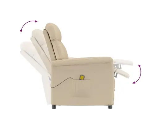 Masāžas Krēsls Krēmkrāsa 70.5 X 96.5 X 95 Cm Audums Un Metāls Vidaxl