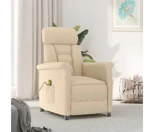 Masāžas Krēsls Krēmkrāsa 70.5 X 96.5 X 95 Cm Audums Un Metāls Vidaxl