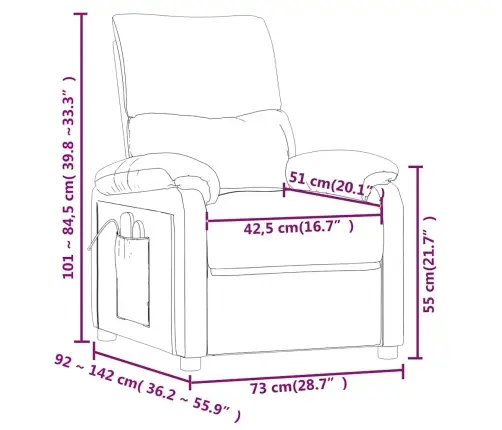 Masāžas Krēsls, Krēmkrāsas Audums Vidaxl