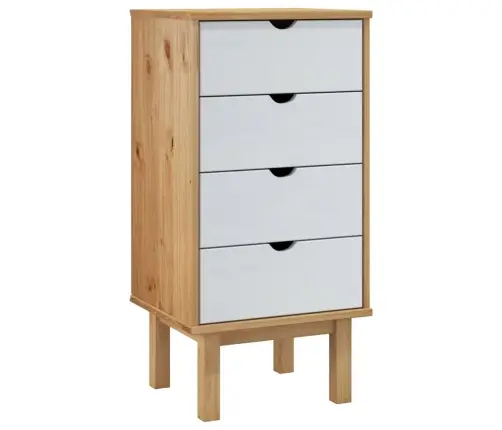 Atvilktņu Skapītis Otta, Brūns, Balts, 45X39X90 Cm, Priede Vidaxl