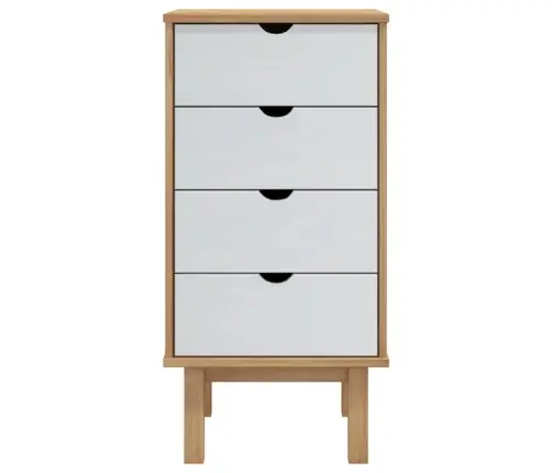 Atvilktņu Skapītis Otta, Brūns, Balts, 45X39X90 Cm, Priede Vidaxl