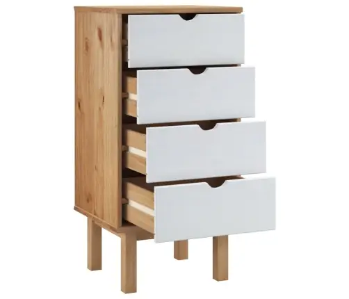 Atvilktņu Skapītis Otta, Brūns, Balts, 45X39X90 Cm, Priede Vidaxl