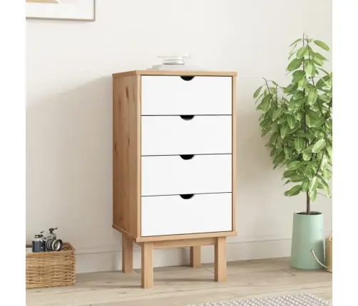 Atvilktņu Skapītis Otta, Brūns, Balts, 45X39X90 Cm, Priede Vidaxl