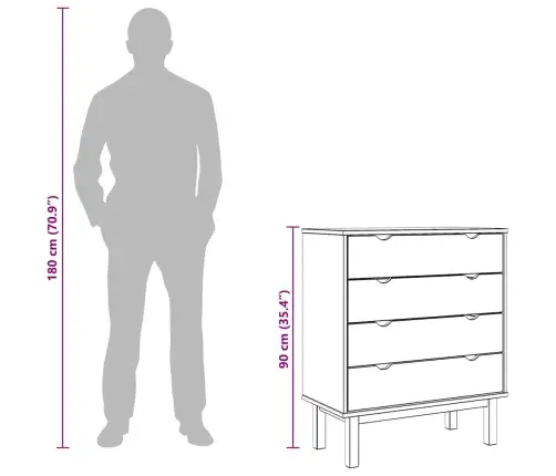 Kummut "Otta", 76,5X39,5X90 cm Männipuit