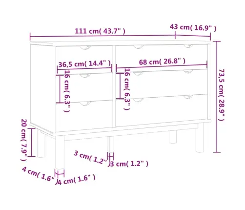 Öökapp "Otta", Pruun Ja Hall, 111X43X73,5 cm Männipuit