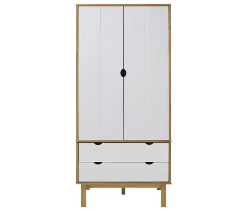 Skapis Otta, Brūns, Balts, 76,5X53X172 Cm, Priedes Masīvkoks Vidaxl