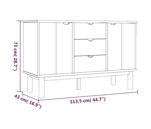 Kumode Otta, Brūna Un Pelēka, 113,5X43X73 Cm, Priedes Masīvkoks Vidaxl