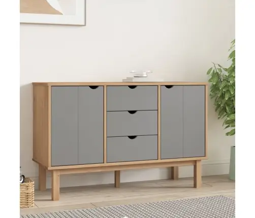 Kumode Otta, Brūna Un Pelēka, 113,5X43X73 Cm, Priedes Masīvkoks Vidaxl