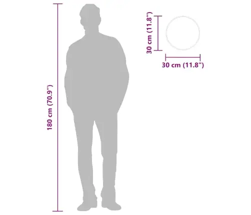 Sienas Spogulis, Melns, Ø 30 Cm, Apaļš Vidaxl