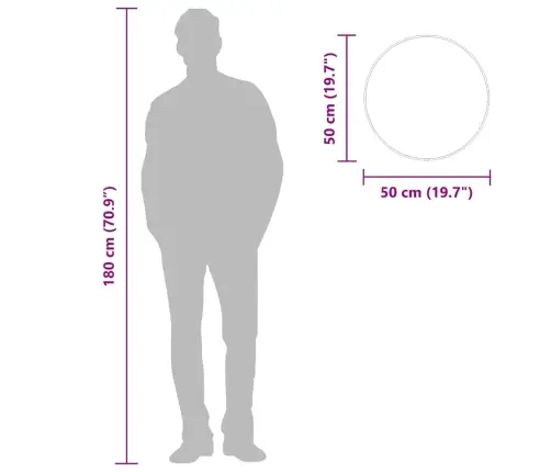 Sienas Spogulis, Melns, Ø 50 Cm, Apaļš Vidaxl