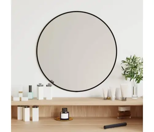 Sienas Spogulis, Melns, Ø 50 Cm, Apaļš Vidaxl