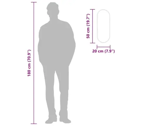 Sienas Spogulis, Zelta Krāsā, 50X20 Cm, Ovāls Vidaxl