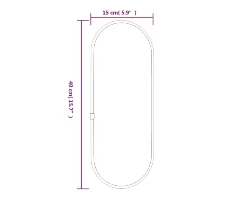 Seinapeegel, Must, 40 X 15 cm Ovaalne