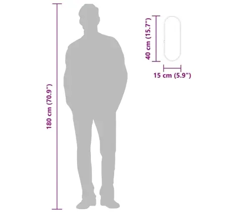 Seinapeegel, Must, 40 X 15 cm Ovaalne