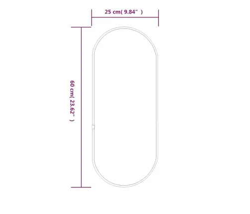 Seinapeegel, Must, 60 X 25 cm Ovaalne