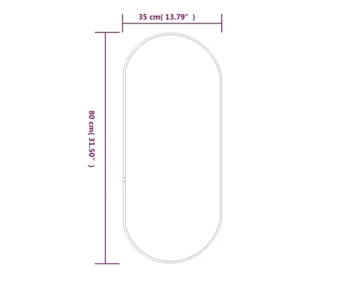 Seinapeegel, Must, 80 X 35 cm Ovaalne