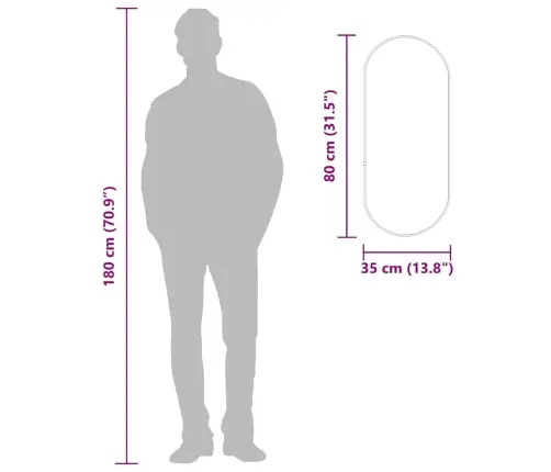 Seinapeegel, Must, 80 X 35 cm Ovaalne