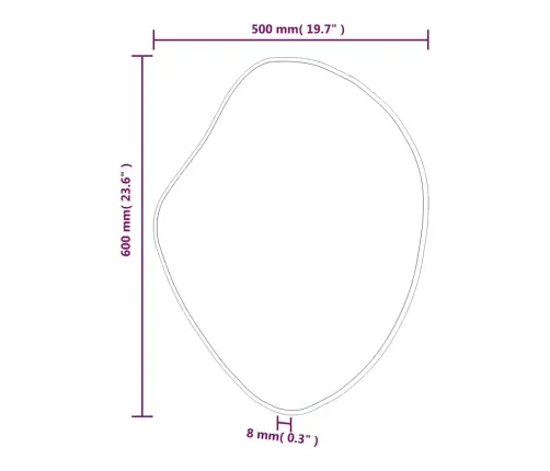 Seinapeegel, Hõbedane, 60X50 Cm
