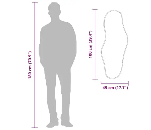 Sienas Spogulis, Melns, 100X45 Cm Vidaxl