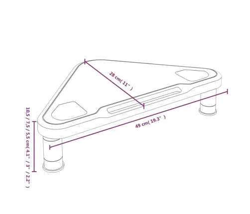 Stūra Monitora Paliktnis, Melns, 49X28X10,5 Cm Vidaxl
