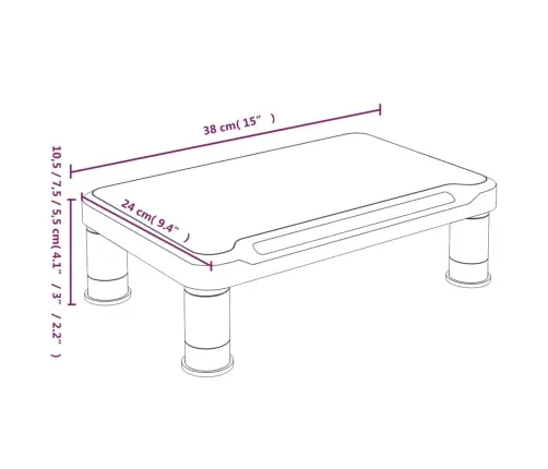 Monitora Paliktnis, Melns, 38X24X10,5 Cm Vidaxl