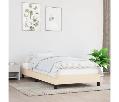 Gultas Rāmis Bez Matrača, Krēmkrāsas, 100X200 Cm, Audums Vidaxl