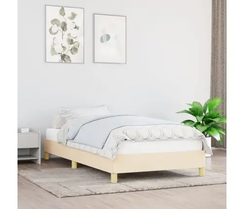 Gultas Rāmis Bez Matrača, Krēmkrāsas, 100X200 Cm, Audums Vidaxl
