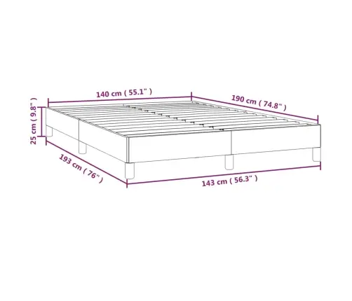 Voodiraam, Must, 140X190 cm Kunstnahk