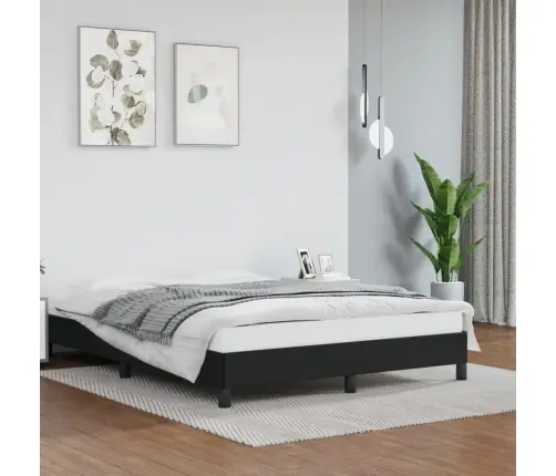 Voodiraam, Must, 140X190 cm Kunstnahk