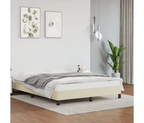 Gultas Rāmis, Krēmkrāsas, 140X200 Cm, Mākslīgā Āda Vidaxl