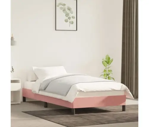 Voodiraam, Roosa, 100X200 cm Samet