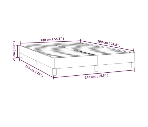 Gulta Bez Matrača, Tumši Pelēks, 140X190 Cm, Samts Vidaxl