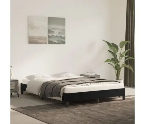 Gulta Bez Matrača, Melns, 140X190 Cm, Samts Vidaxl