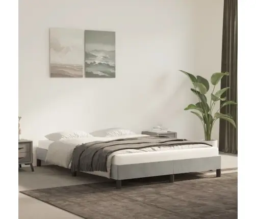 Gulta Bez Matrača, Gaiši Pelēks, 140X200 Cm, Samts Vidaxl