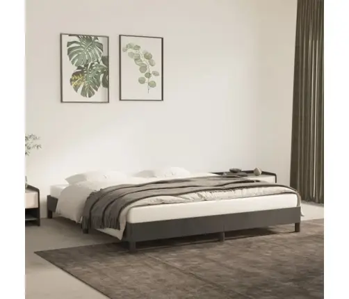 Gulta Bez Matrača, Tumši Pelēks, 160X200 Cm, Samts Vidaxl