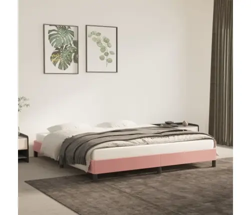 Gultas Rāmis, Rozā, 160X200 Cm, Samts Vidaxl