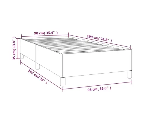 Gultas Rāmis, Krēmkrāsas, 90X190 Cm, Mākslīgā Āda Vidaxl