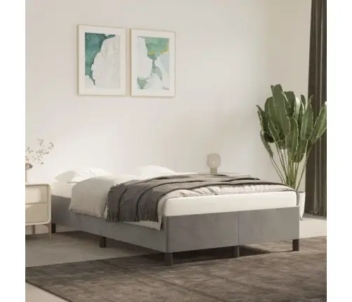 Gulta Bez Matrača, Gaiši Pelēks, 120X200 Cm, Samts Vidaxl