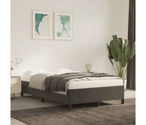 Gulta Bez Matrača, Tumši Pelēks, 120X200 Cm, Samts Vidaxl